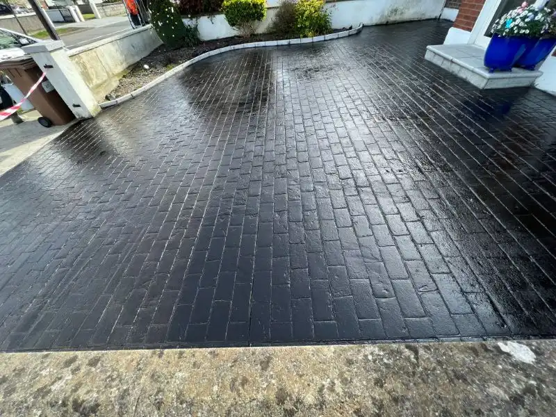 imprinted concrete patios black finish