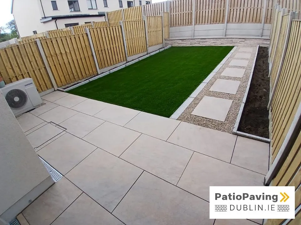 Porcelain patio with artificial grass in Blanchardstown Dublin 15